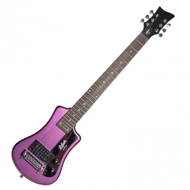 Hofner HOF-HCT-SH-PU-O Shorty Electric Travel Guitar - Metallic Purple - with Gig Bag
