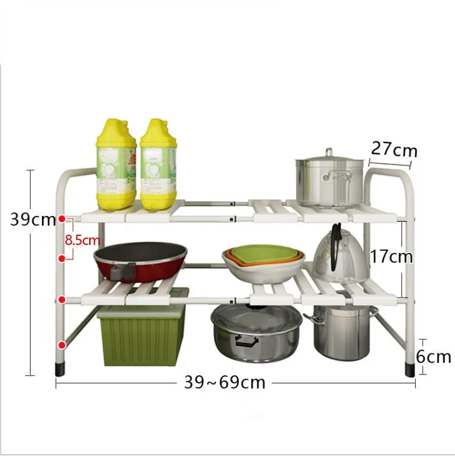 Homlly Under Sink 2 Tier Expandable Shelf Rack with Removable Panels