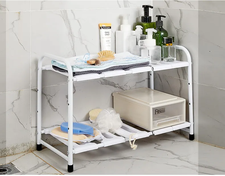 Homlly Under Sink 2 Tier Expandable Shelf Rack with Removable Panels