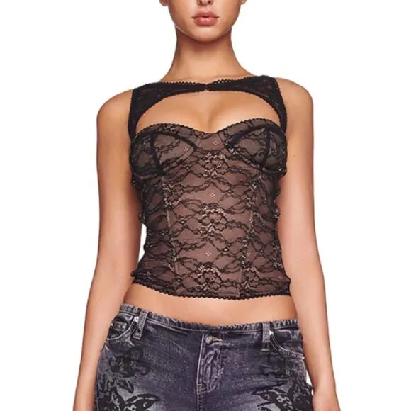 I.AM.GIA KIANA BUSTIER Black Lace Small