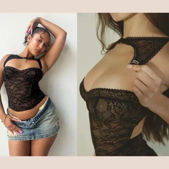 I.AM.GIA KIANA BUSTIER Black Lace Small