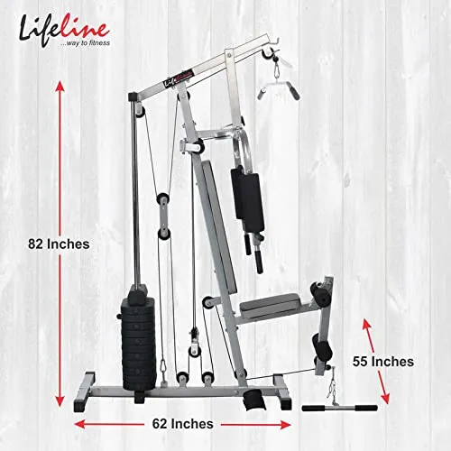 ifeline Fitness HG-002 Multi Home Gym Chest Biceps Back Triceps Legs for Men, 72kg Weight Stack, Free Installation Assistance (with LB-309 Multi Bench)