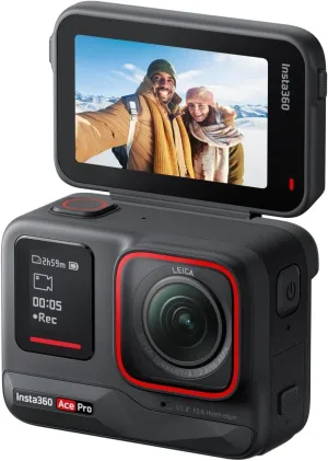 Insta360 Ace Pro - Waterproof Action Camera Co-Engineered with Leica, Flagship 1/1.3" Sensor and AI Noise Reduction for Unbeatable Image Quality, 4K120fps, 2.4" Flip Screen & Advanced AI Features.