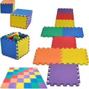 Interlocking Montessori Thick Foam Play Floor Mats | Jigsaw Mats for Baby Playpens and Playrooms | Multicoloured