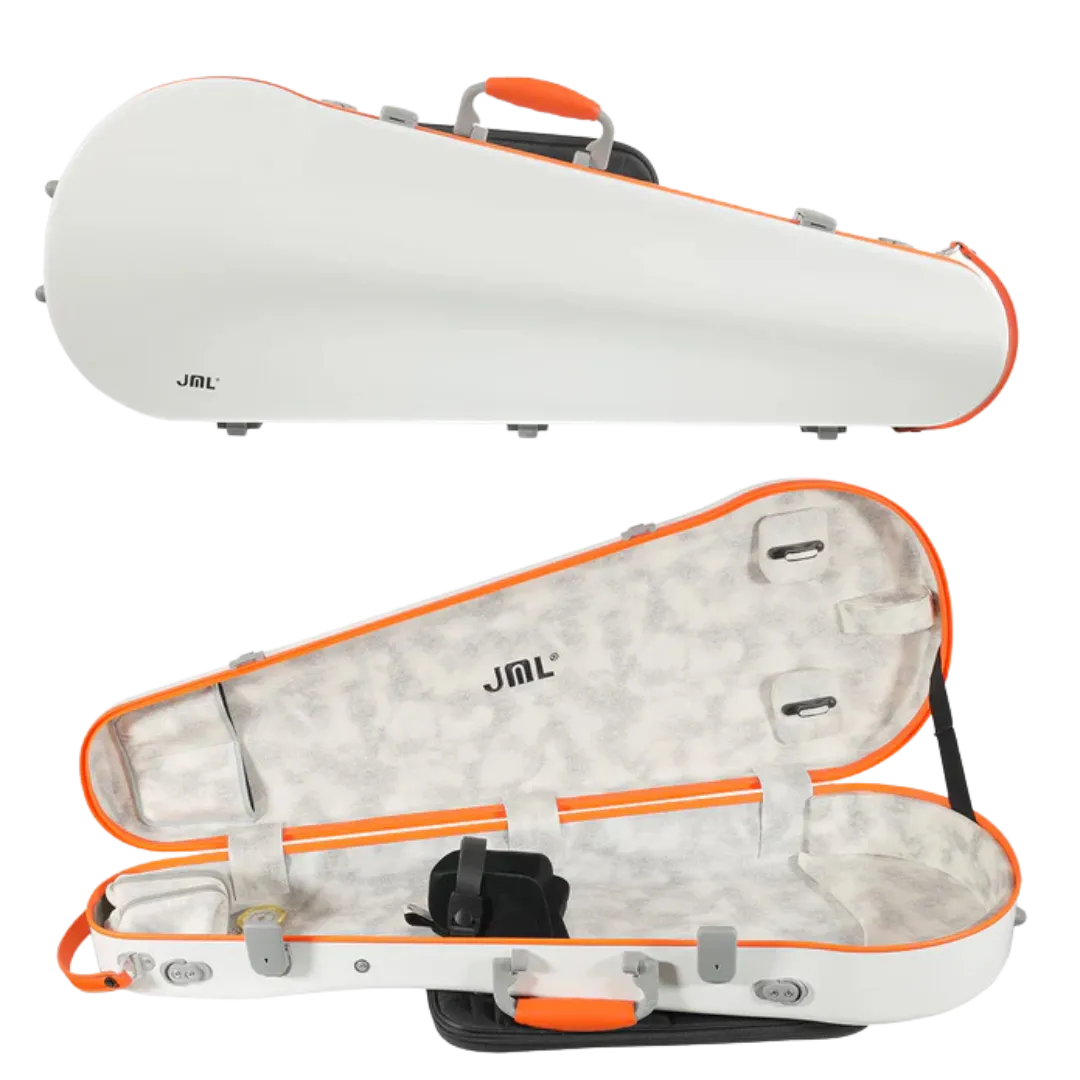 JML Carbon Fibre 1.7 Shaped Adjustable Viola Case White with Orange 15"-16.5"