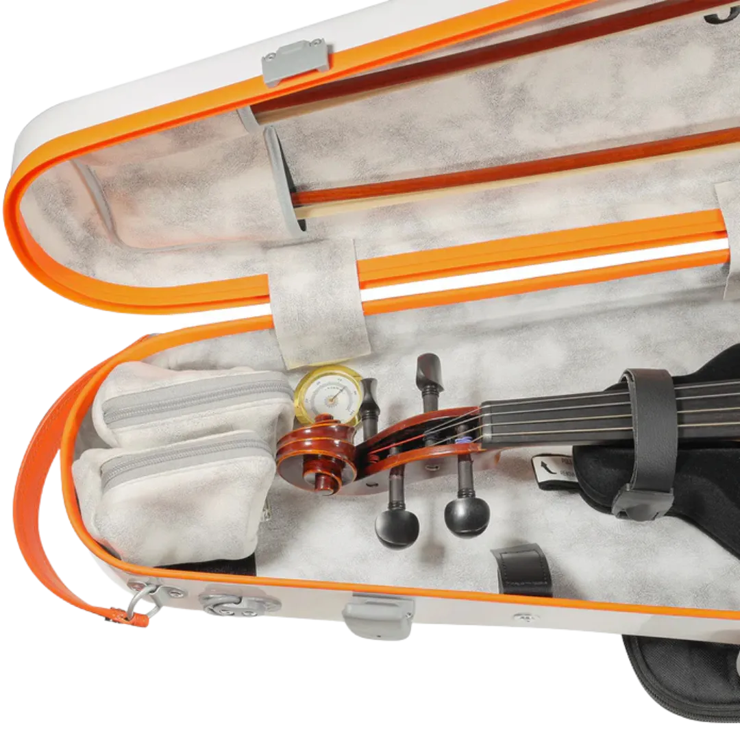 JML Carbon Fibre 1.7 Shaped Adjustable Viola Case White with Orange 15"-16.5"