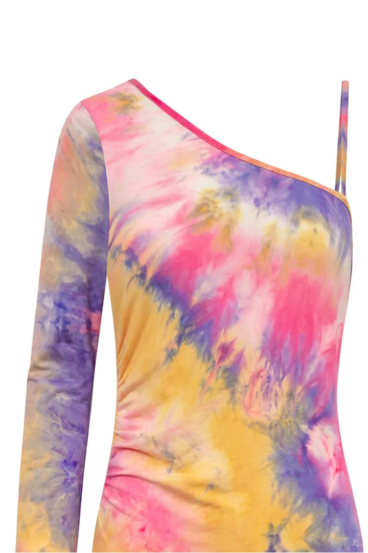 Joan One Shoulder Dress - Tie dyed