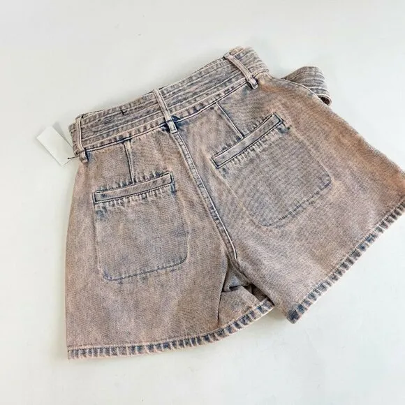 Joie Womens Edana Tie Waist High Rise Shorts 26 Melon Dual Slant Pockets New