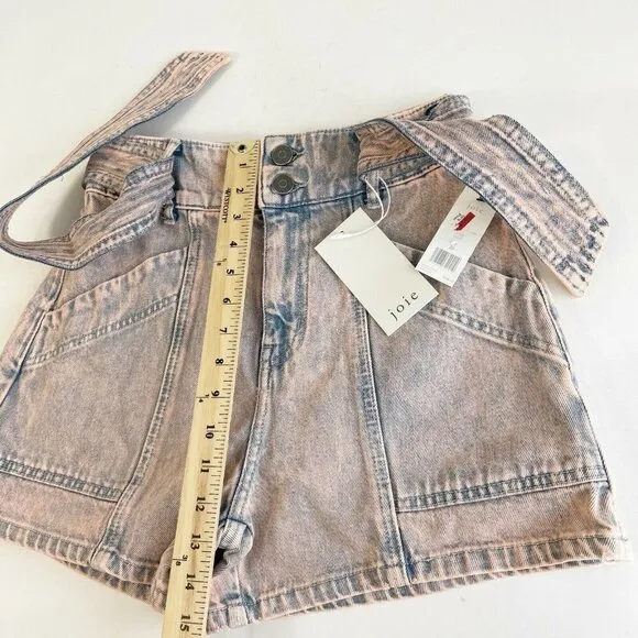 Joie Womens Edana Tie Waist High Rise Shorts 26 Melon Dual Slant Pockets New