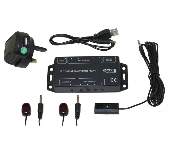 Keene IR Distribution Amplifier Kit Pro4 Including Fascia Mount Receiver IRPKIT4F2