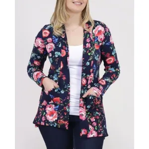 Kiyonna Cardigan Size 1X Adriana Jacket Top Bellini Floral Pockets Colorful