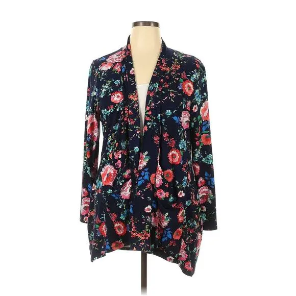 Kiyonna Cardigan Size 1X Adriana Jacket Top Bellini Floral Pockets Colorful