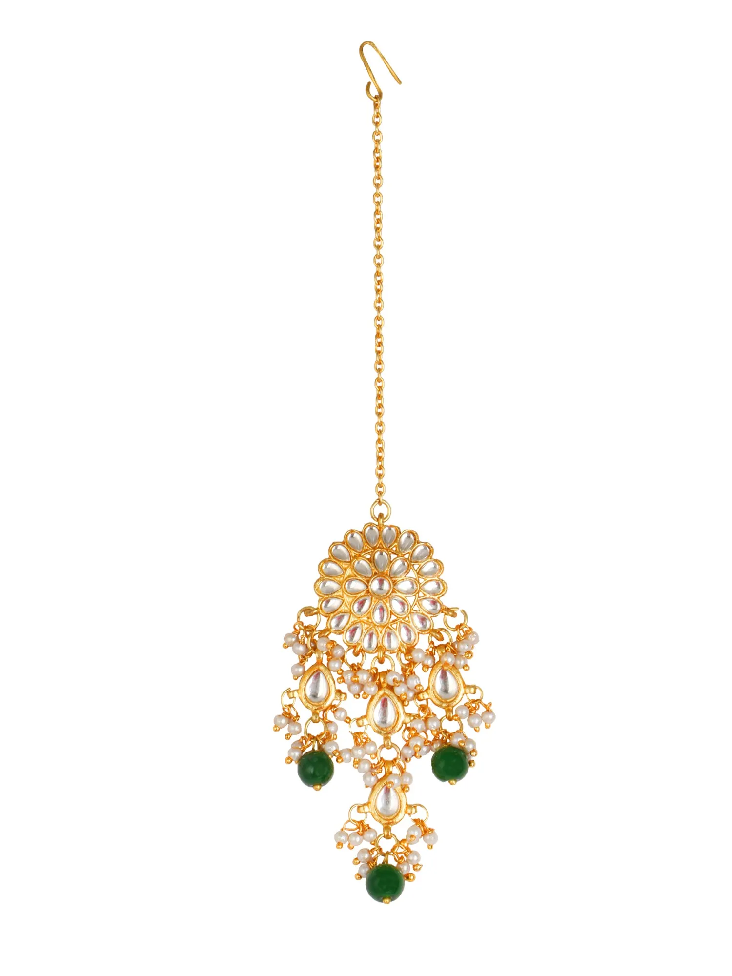 Kundan Choker Necklace set with Green Beads Tassels
