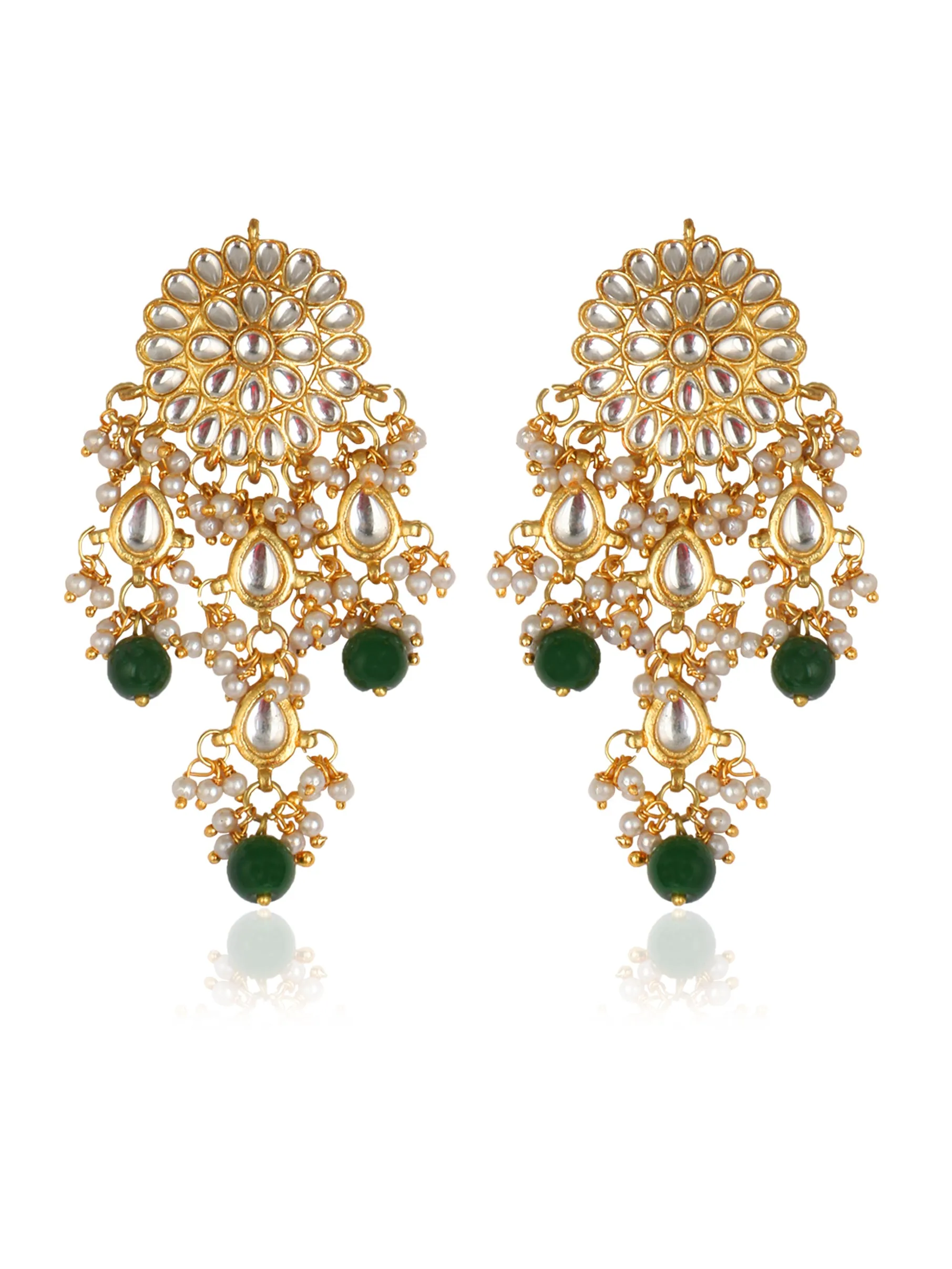 Kundan Choker Necklace set with Green Beads Tassels