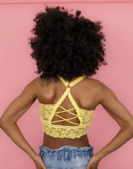 Lace Cutout Crossover Back