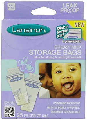 Lansinoh Breastmilk Storage Bags, 25-Count(5 Pack)