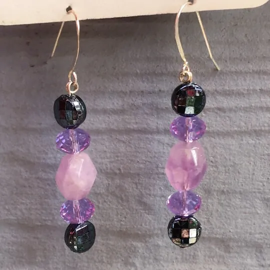 Lavender Quartz Gemstone and Swarvoski Crystal Earrings