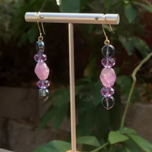 Lavender Quartz Gemstone and Swarvoski Crystal Earrings