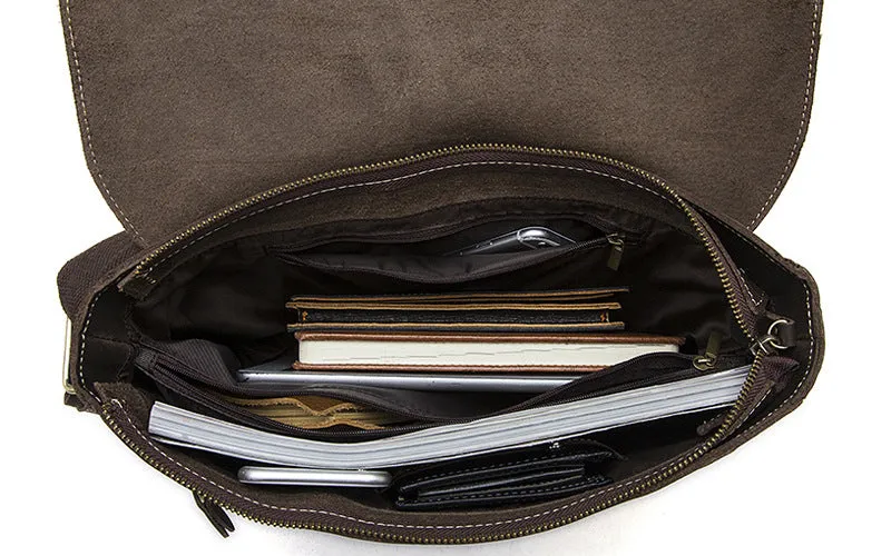 Leather Crossbody Messenger Bag | Retro Leather Bag