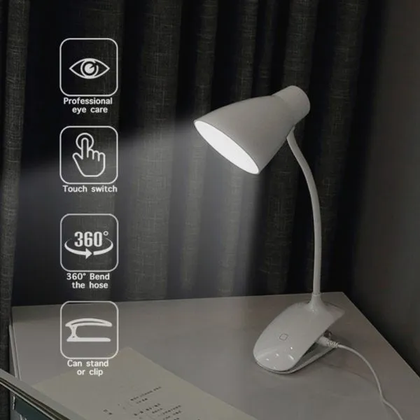 LED Touch on/Off Switch Rechargeable Clip Lamp