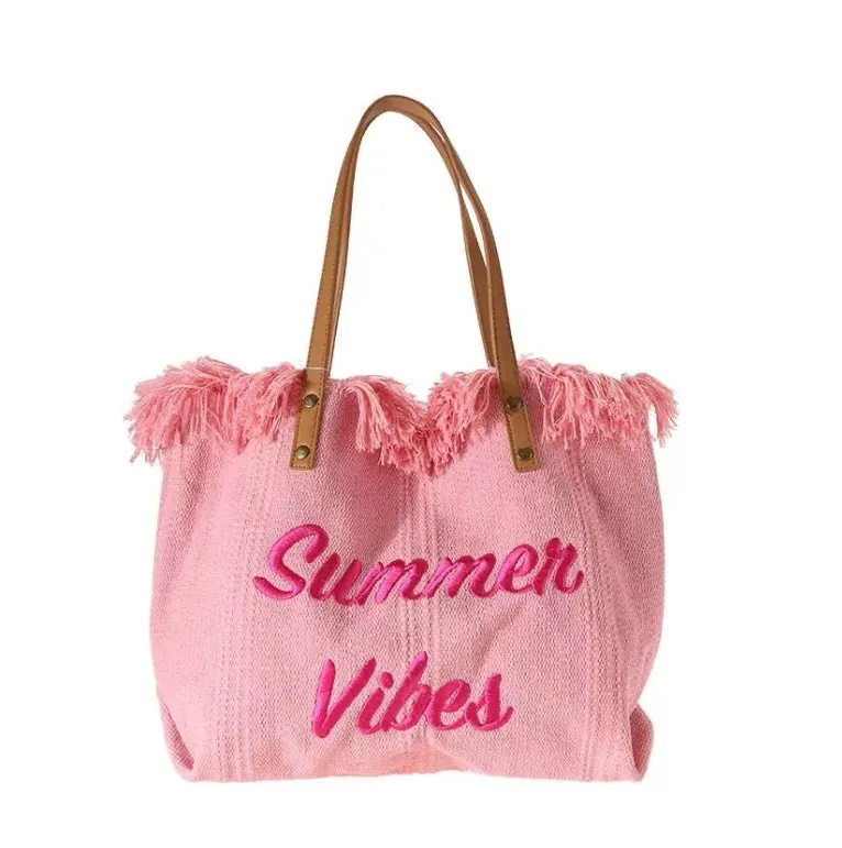 Letter Tassel Canvas Tote Shoulder Bag.W-240527-1