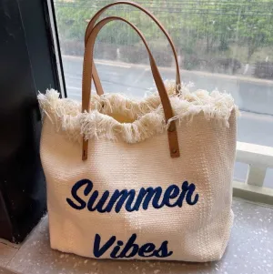 Letter Tassel Canvas Tote Shoulder Bag.W-240527-1