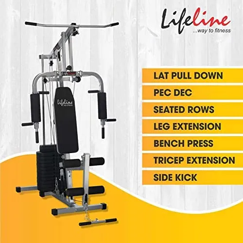 Lifeline Fitness HG-002 Multi Home Gym Combo with LB-301 AB Care Bench for Home Gym, 72kg Weight Stack