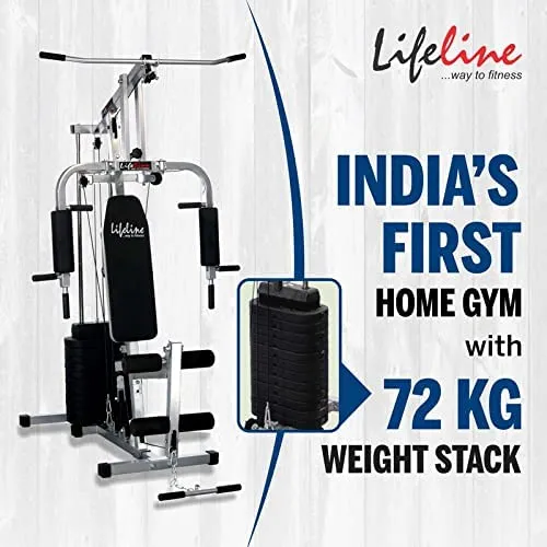Lifeline Fitness HG-002 Multi Home Gym Combo with LB-301 AB Care Bench for Home Gym, 72kg Weight Stack