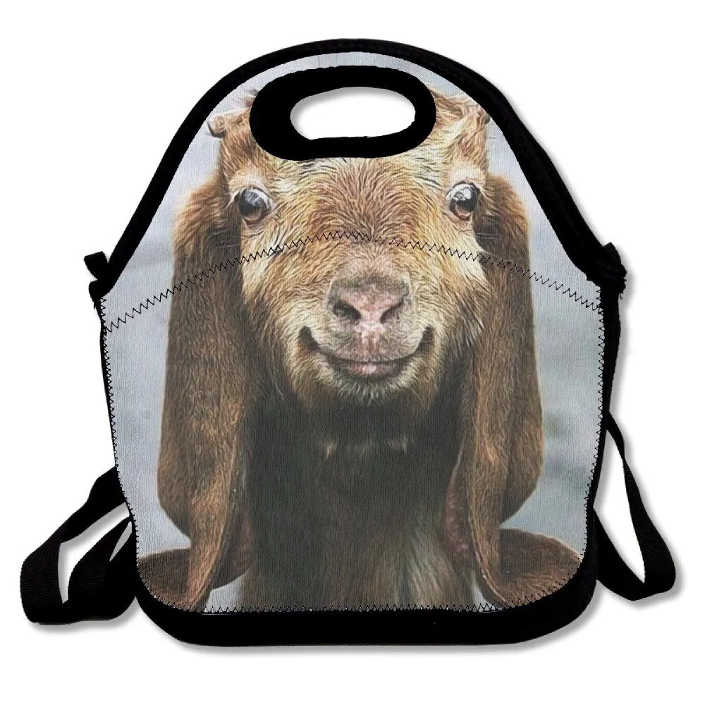 Lightweight Goat Expression Lunch Bag Lunch Box Handbag 3D Animal Prints For Kids And Adults