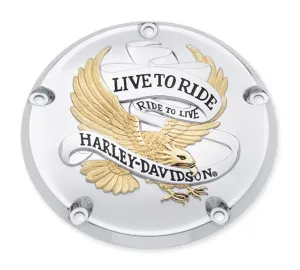 Live To Ride Derby Cover - Gold & Chrome