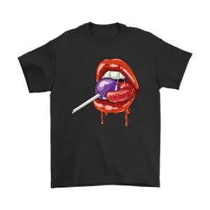 Lollipop T-shirt, Funny Gift T-shirt, Lips Shirt,