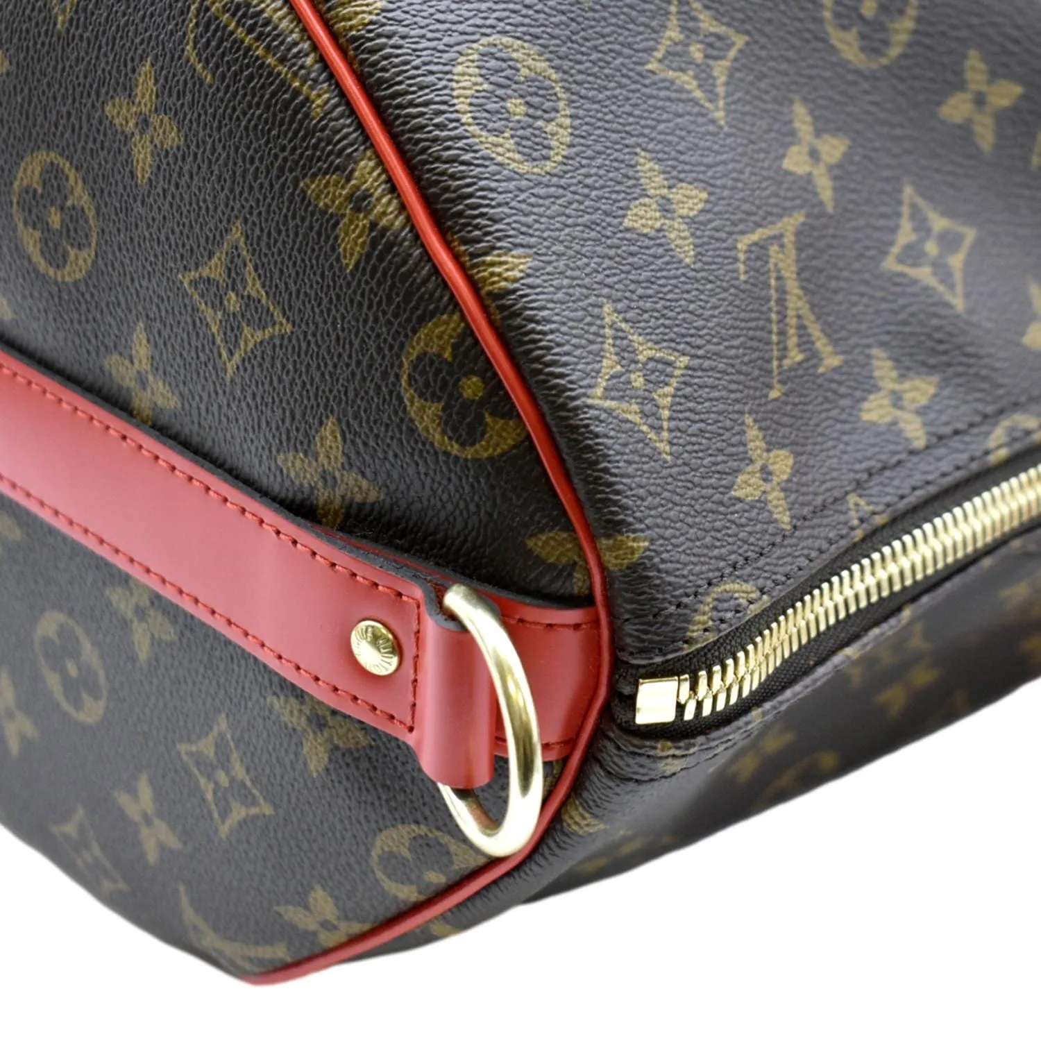 LOUIS VUITTON Keepall 50 Monogram Canvas Travel Bag Red