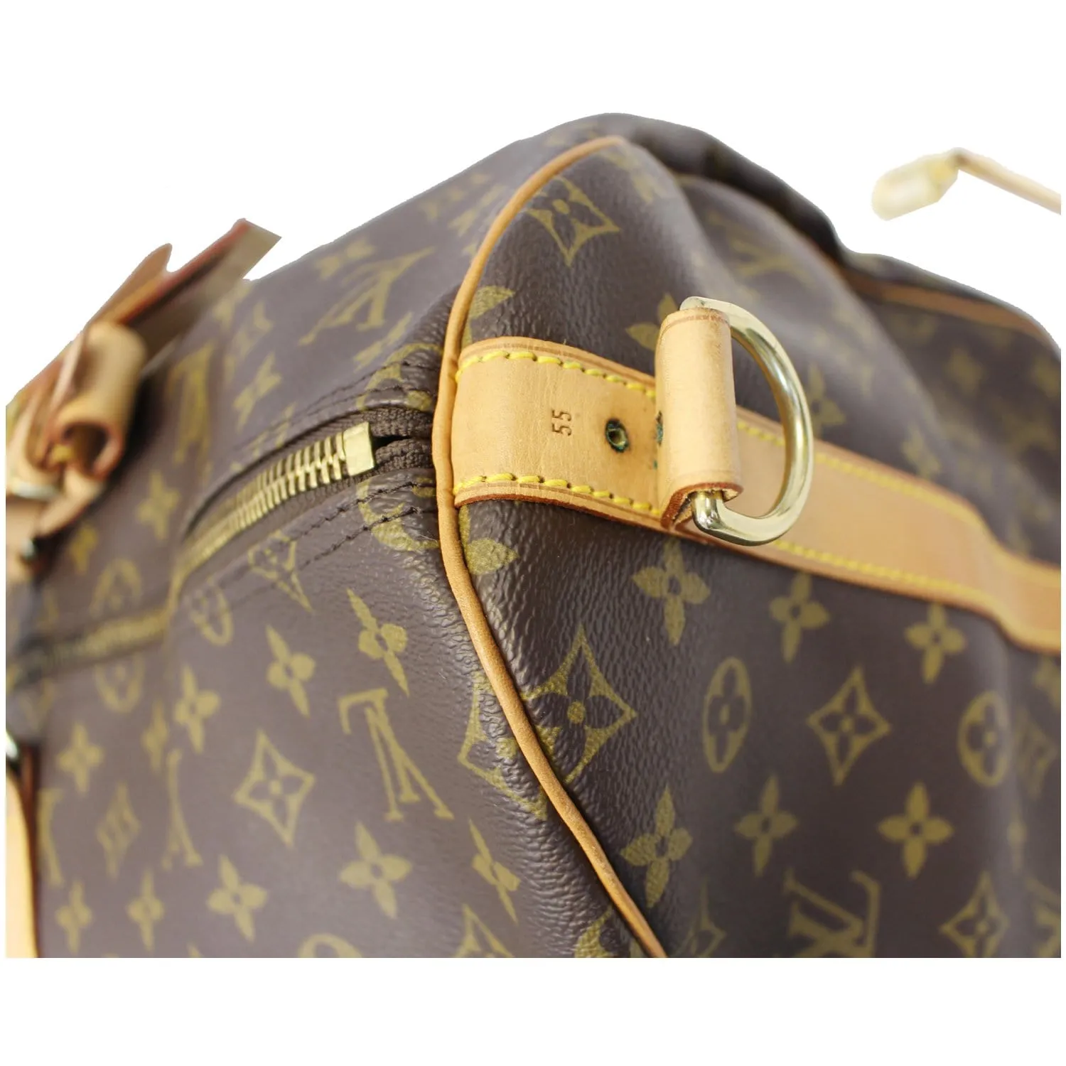 LOUIS VUITTON Keepall 55 Bandouliere Monogram Canvas Travel Bag Brown