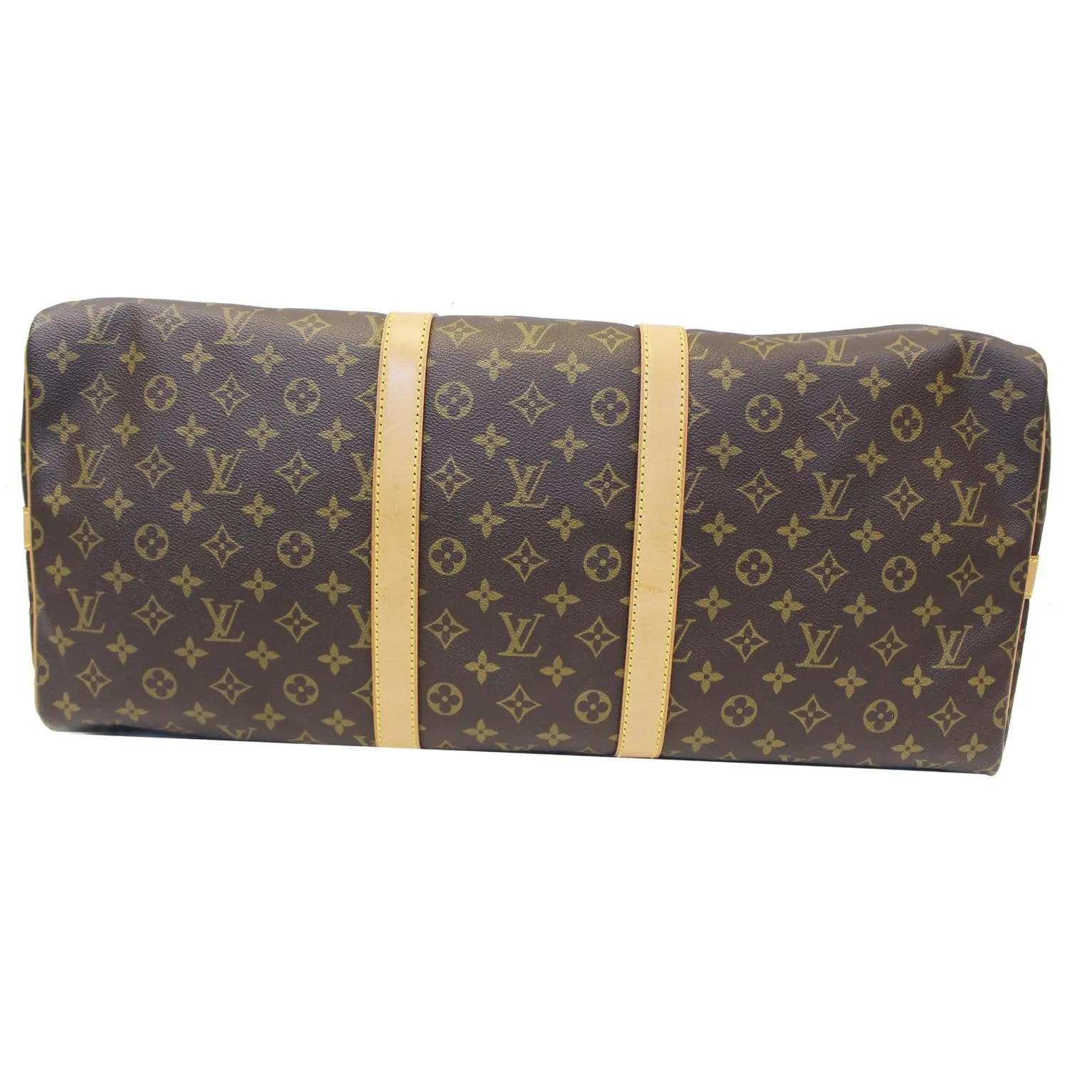 LOUIS VUITTON Keepall 55 Bandouliere Monogram Canvas Travel Bag Brown
