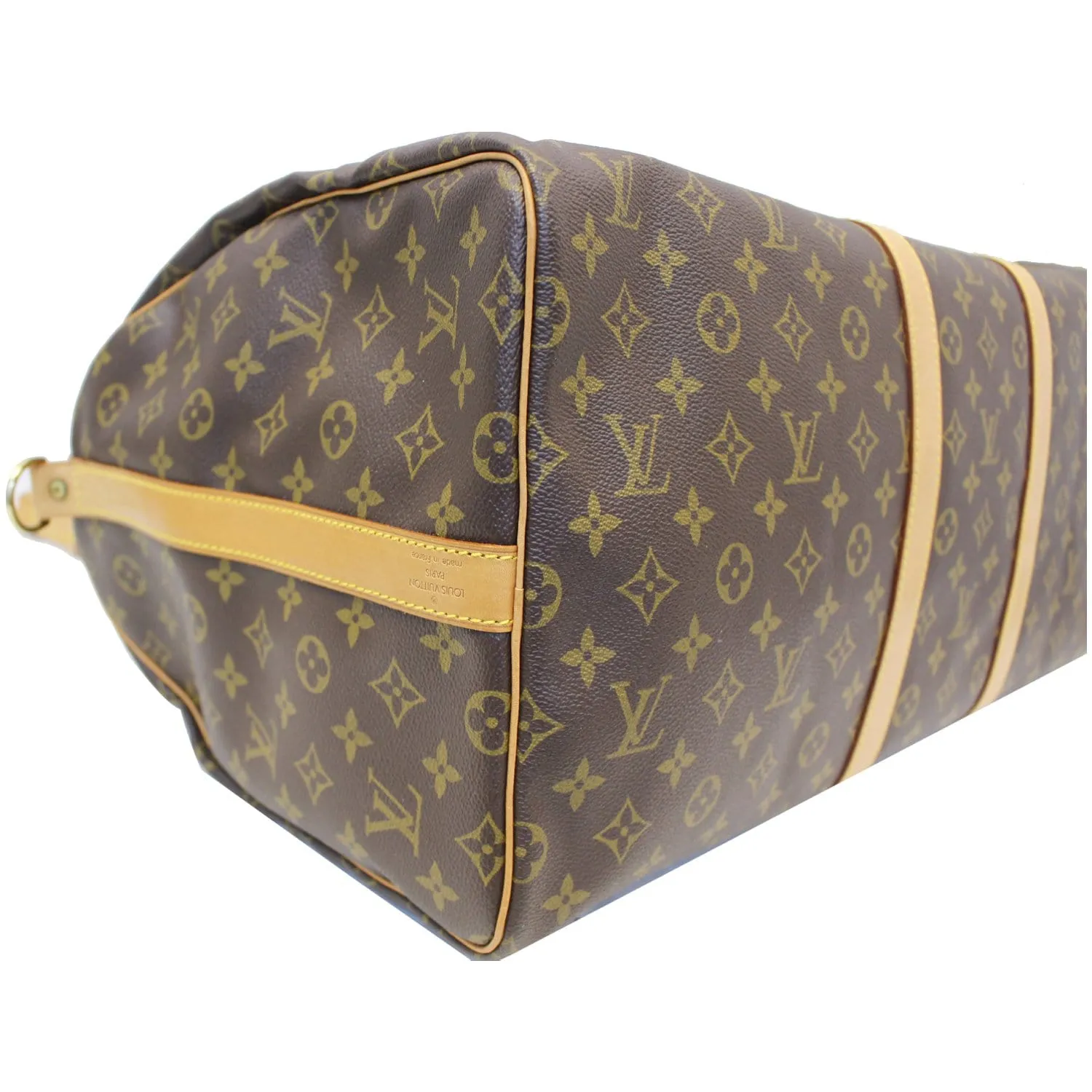 LOUIS VUITTON Keepall 55 Bandouliere Monogram Canvas Travel Bag Brown
