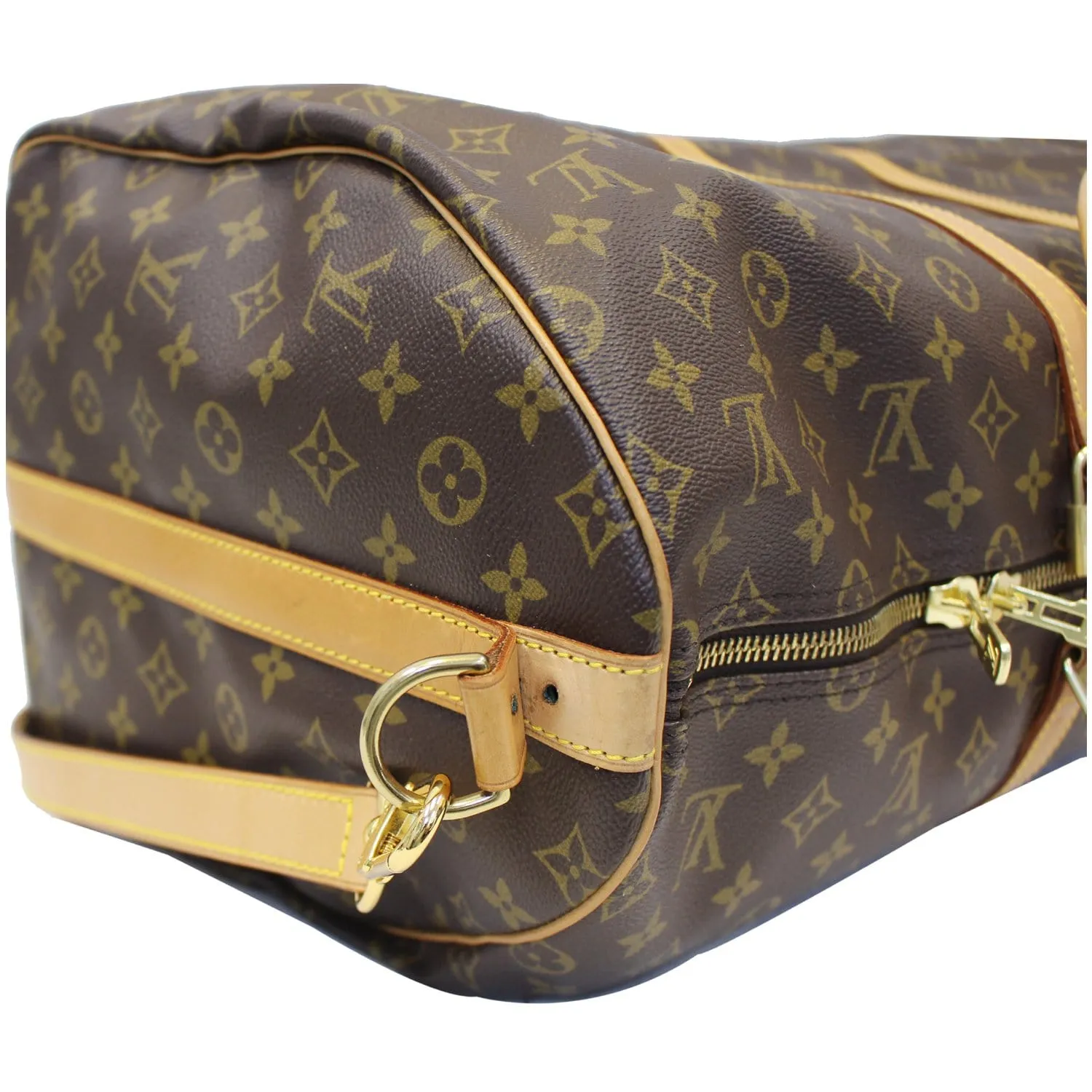 LOUIS VUITTON Keepall 55 Bandouliere Monogram Canvas Travel Bag Brown
