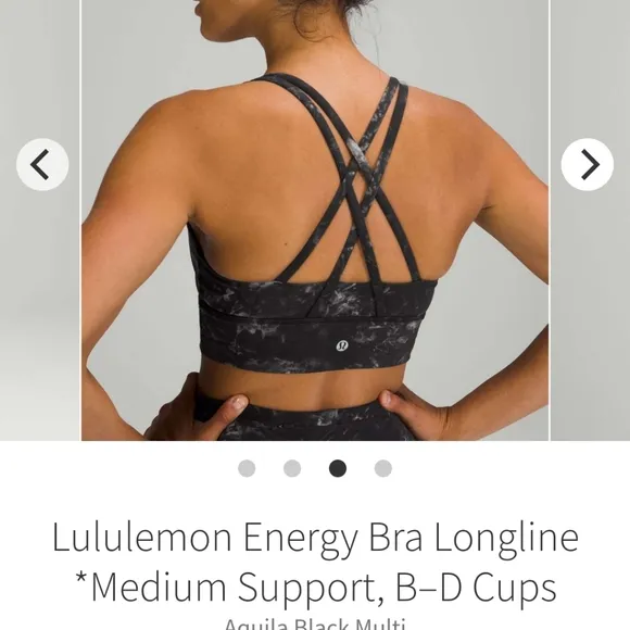 Lululemon Energy Bra Longline *Medium Support, B–D Cups Aquila Black size 10
