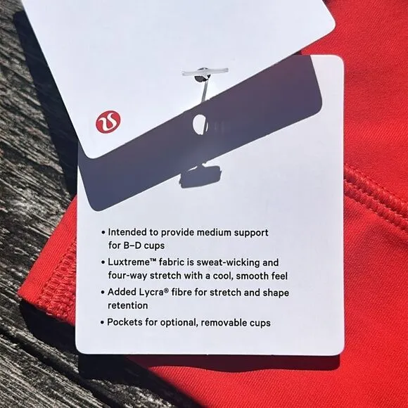 Lululemon Energy Longline Bra Medium Support, B–D Cups Hot Heat size 6 NWT