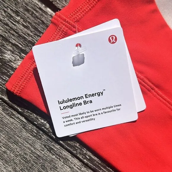 Lululemon Energy Longline Bra Medium Support, B–D Cups Hot Heat size 6 NWT