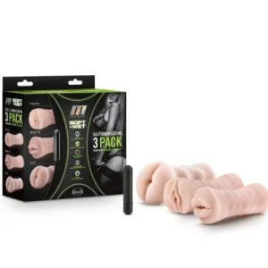 M for Men 3-Pack Self-Lubricating Vibrating Masturbation Sleeve Kit - Vanilla