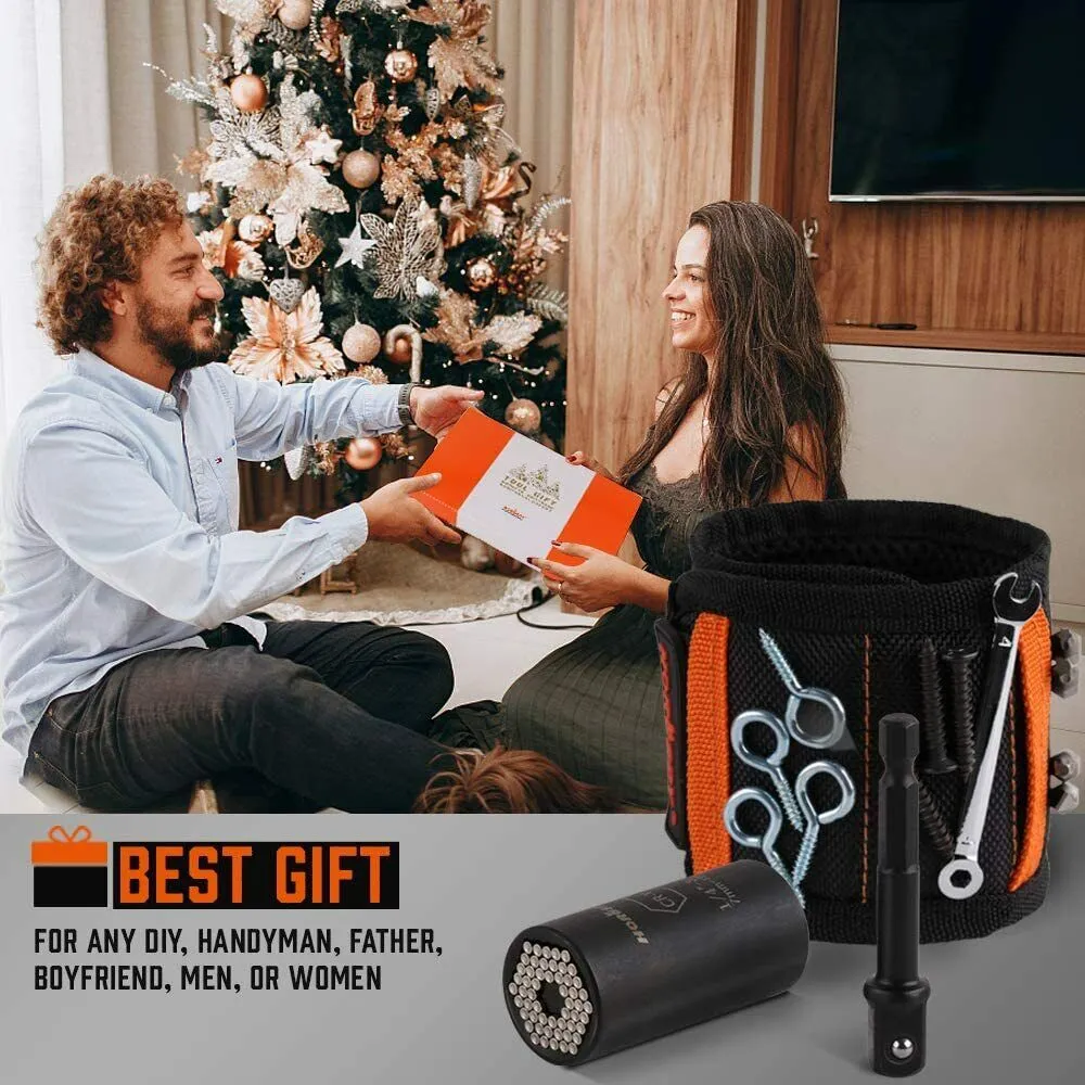 Magnetic Wristband & Universal Socket Grip Tool Set - 7-19mm - Handyman's Essential