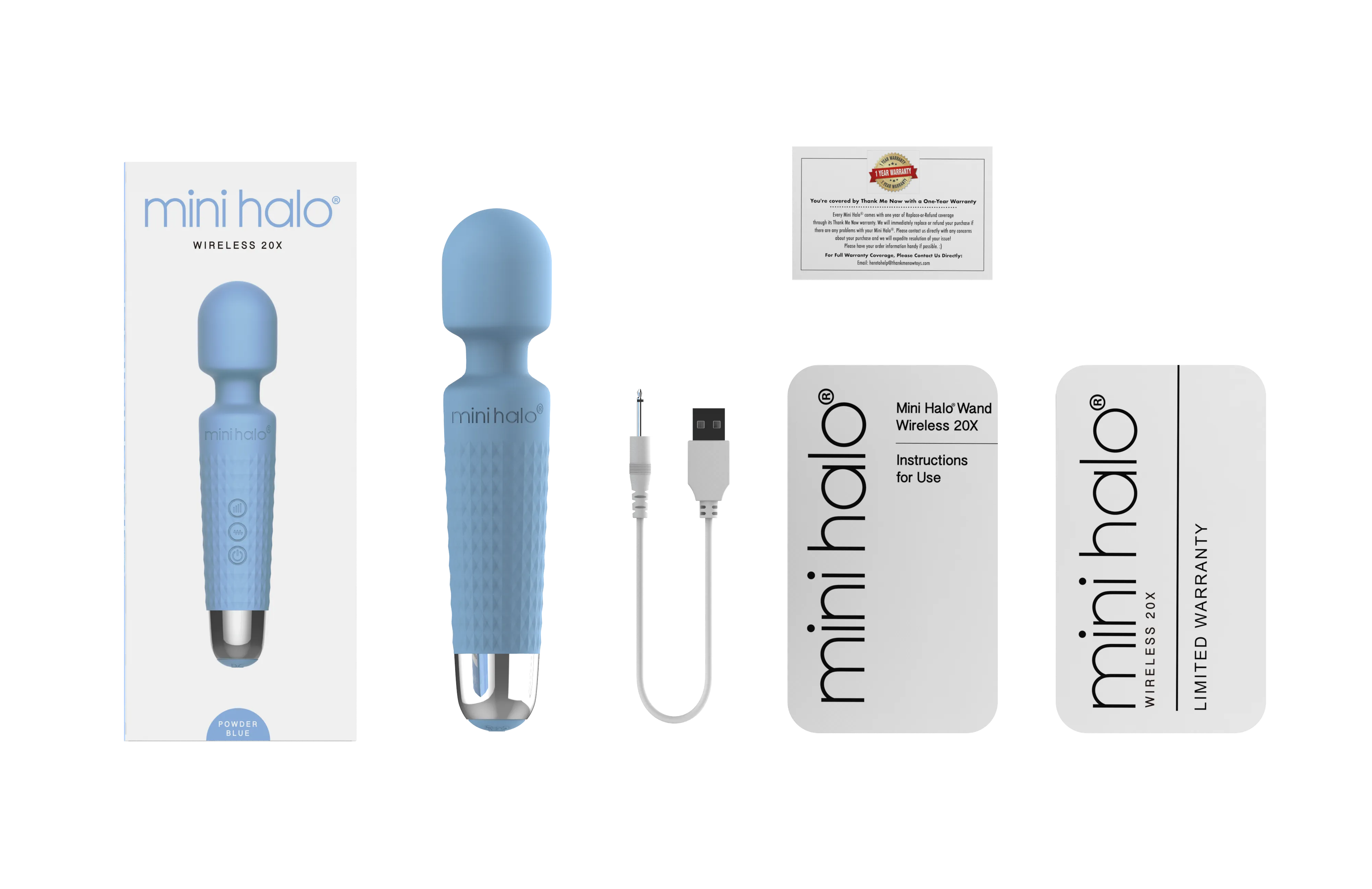 Mini Halo Wand Vibrator Powder Blue