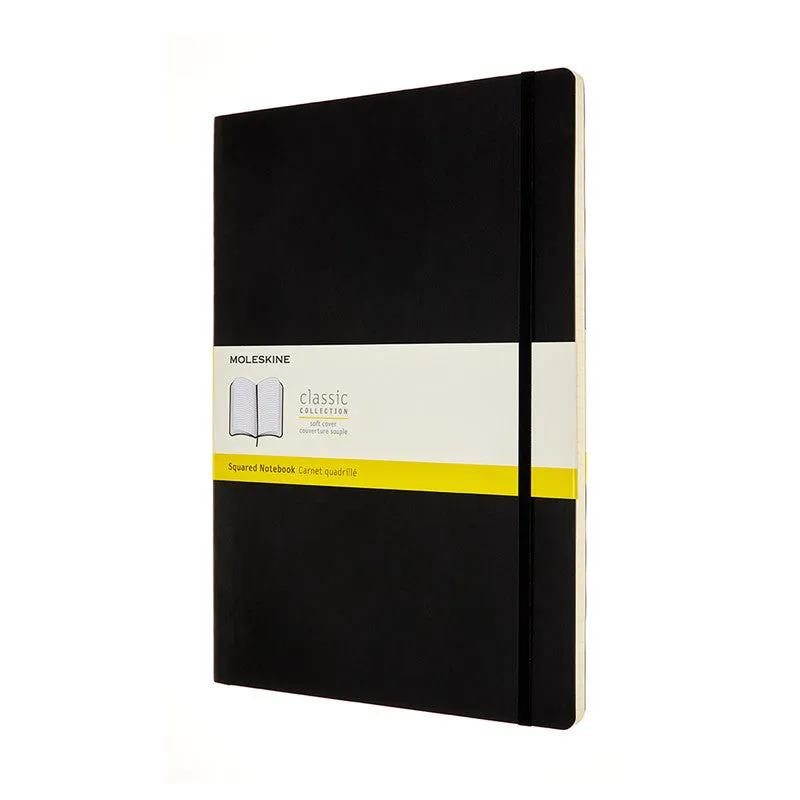 MOLESKINE - CLASSIC SOFT COVER NOTEBOOK - GRID - EXTRA LARGE - BLACK