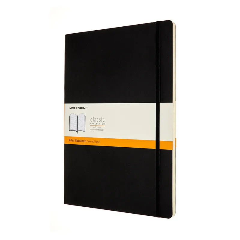 MOLESKINE - CLASSIC SOFT COVER NOTEBOOK - RULED - EXTRA LARGE - BLACK