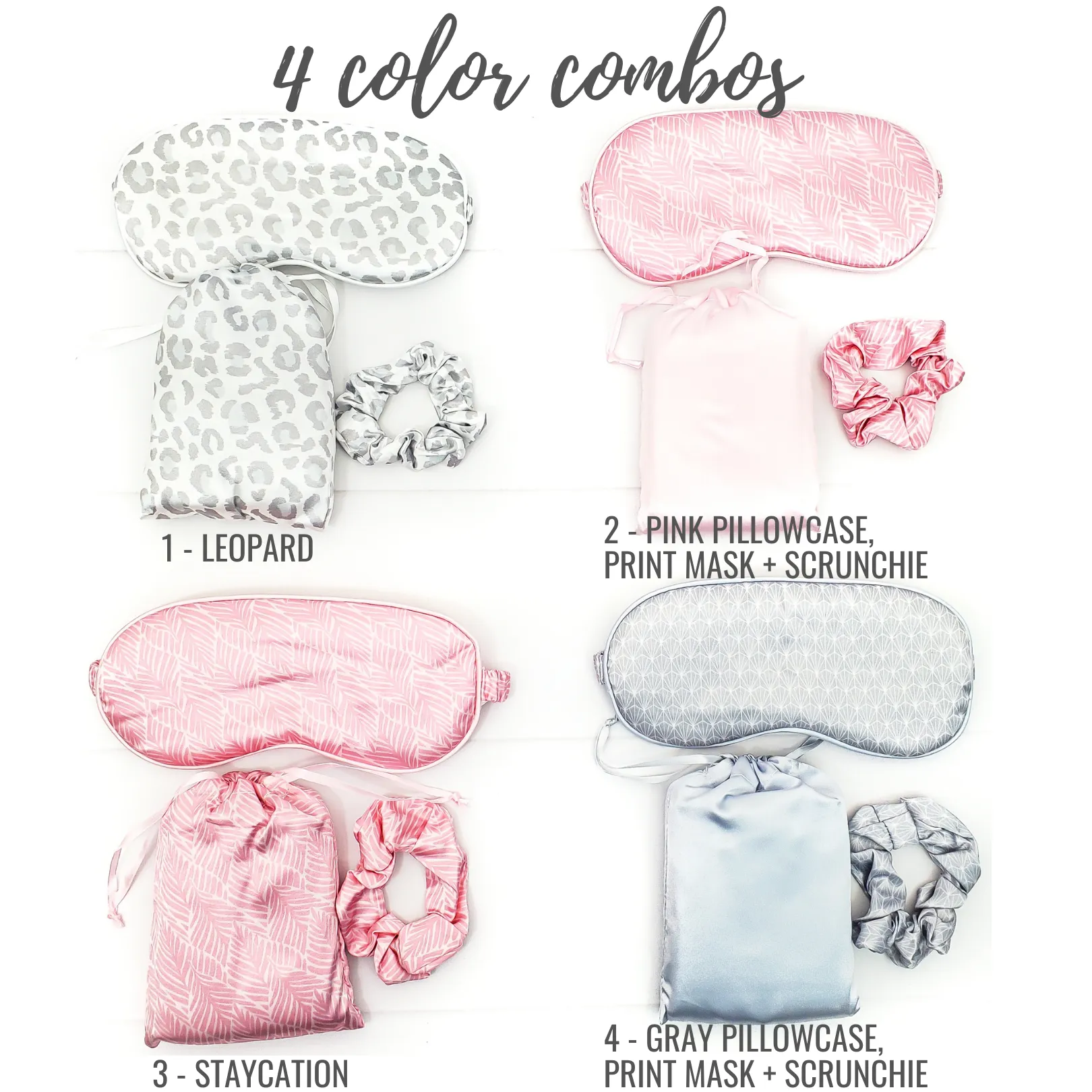 Monogrammed Satin Pillowcase Gift Set with Eye Mask and Scrunchie