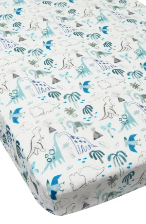 Muslin Fitted Crib Sheet - Dinosaurs