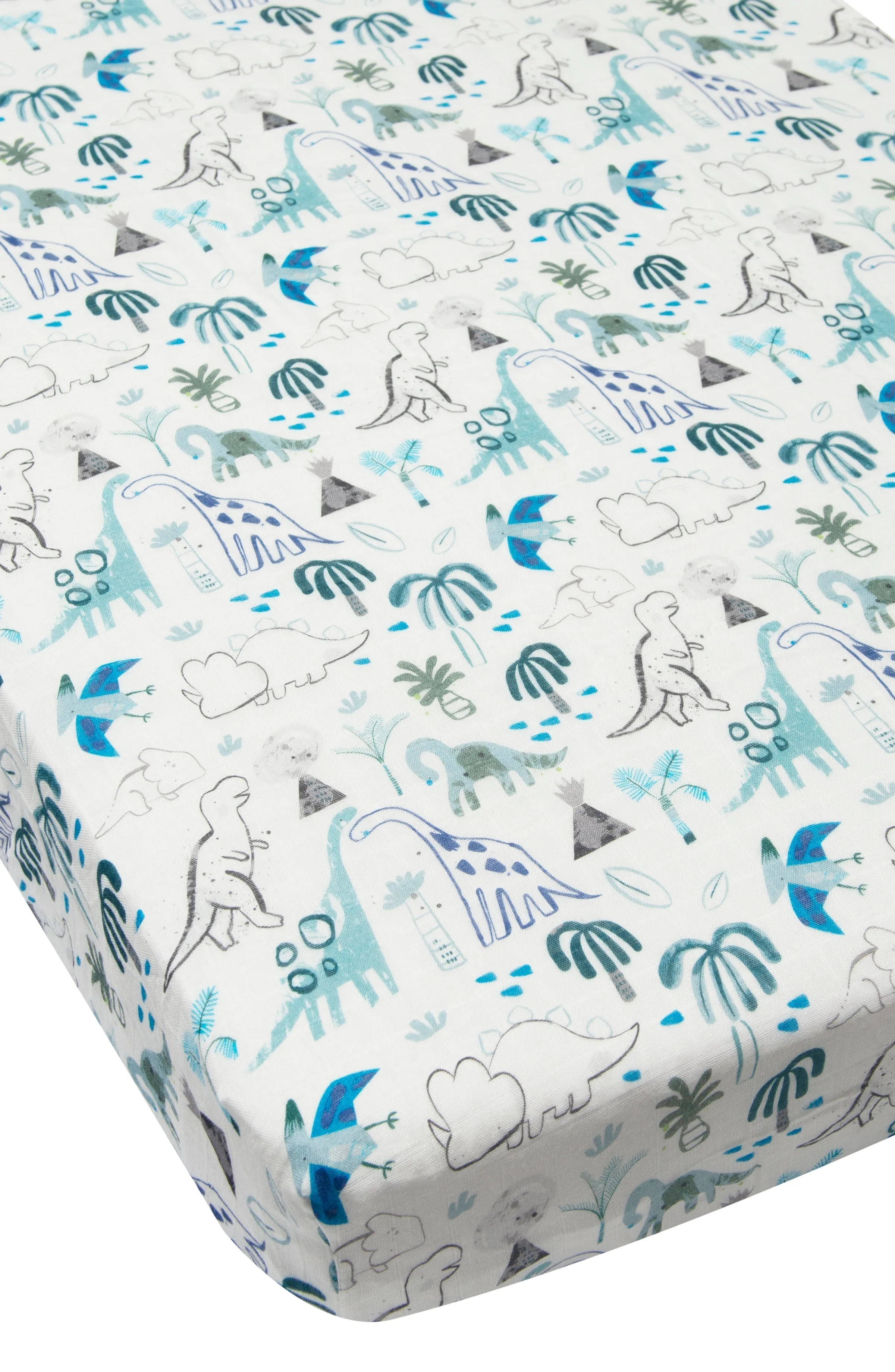Muslin Fitted Crib Sheet - Dinosaurs