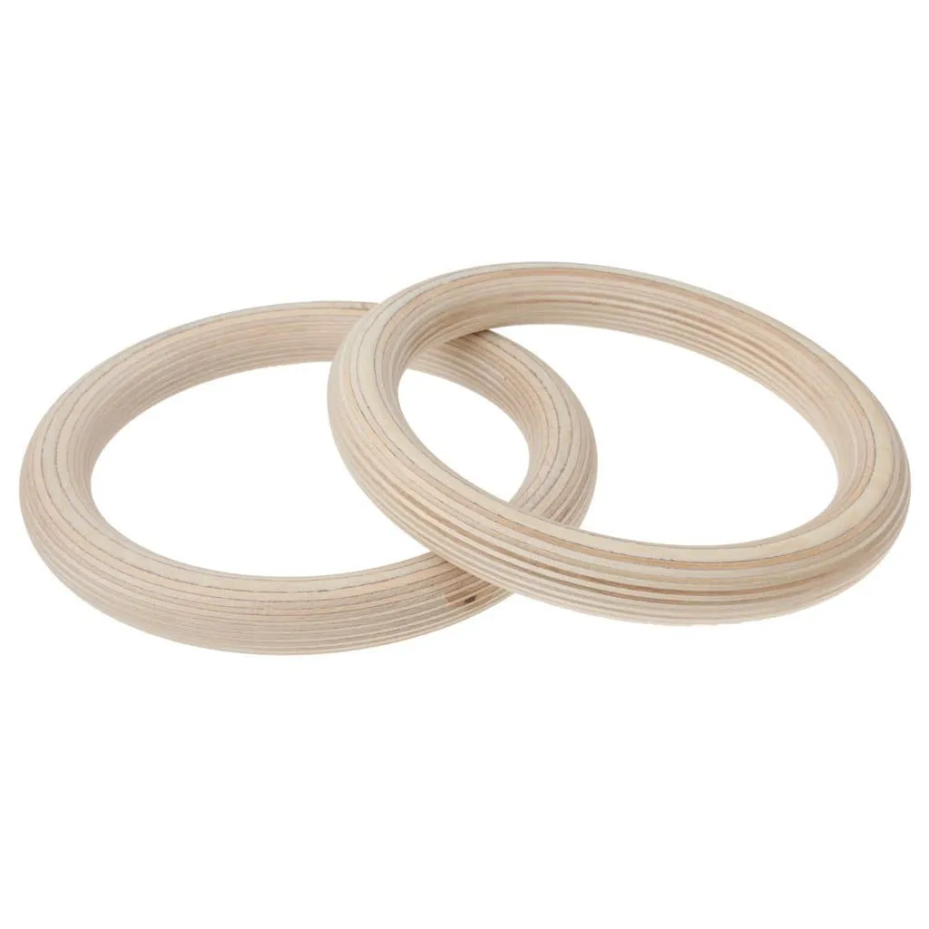 MySpoga Wooden Gymnastic Rings/Roman Rings with Adjustable Straps (1 Pair)