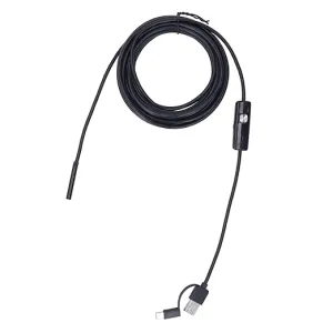 New 3 in 1 Endoscope Camera with LED Light, C Atible with Mobile Phone, PC and USB TypeC for - 5.5mm, 5meter Hard Wire, Ideal for Automobile Inspection