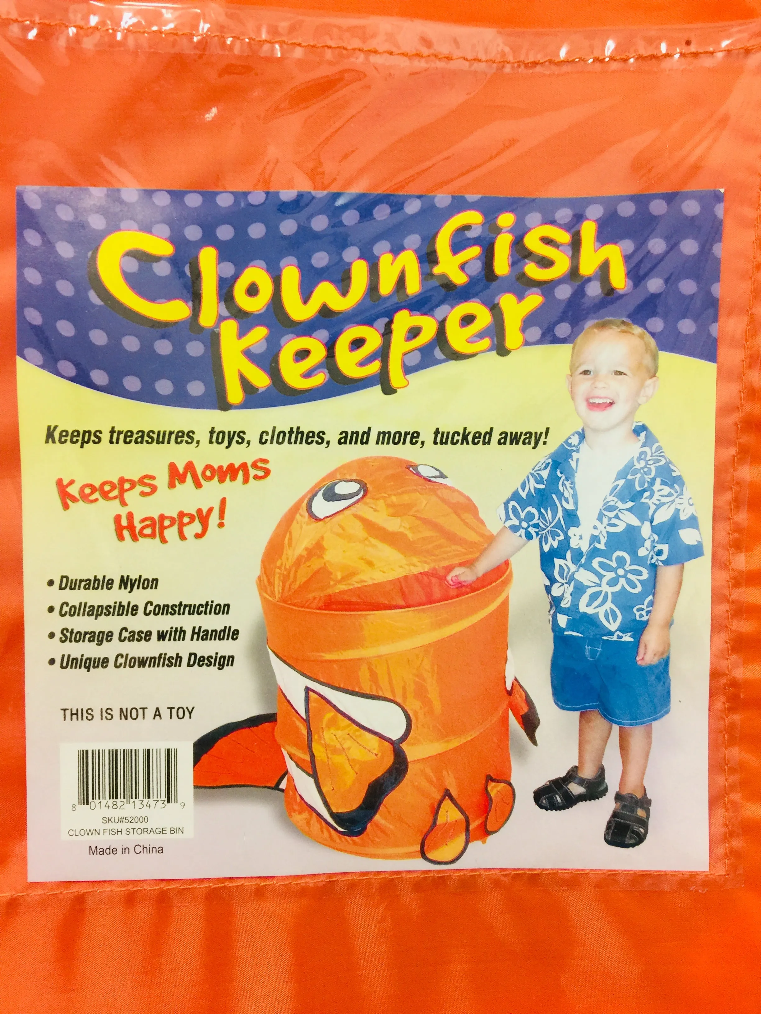 New collapsible Clown Fish Storage bin! Includes Zippered cover to store when not in use!